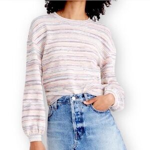 Madewell Bubble Sleeve Crop Top in Rainbow Stripe